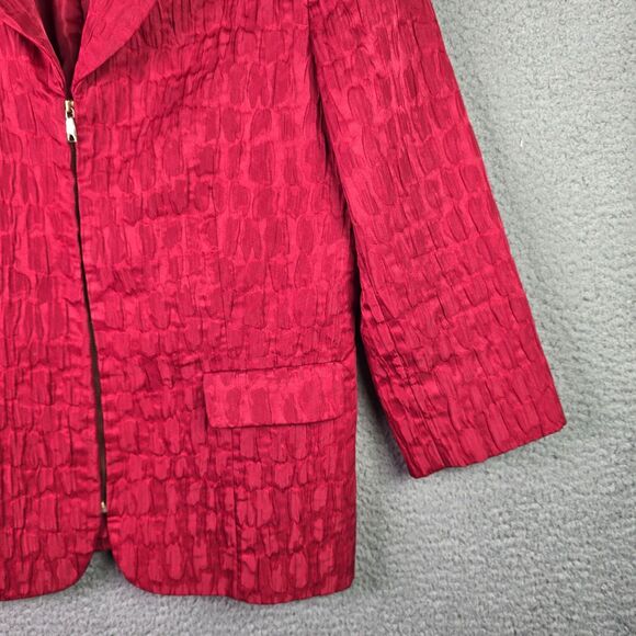 Preston York Red Zip Front Textured Blazer Jacket Size 12 Workwear Stretch Lined - Picture 6 of 13